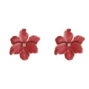 Modern Jewelry 925 Silver Needle Red Flower Earrings Spring Summer Style Popular Design Big Stud Earrings For Women Girl Gift