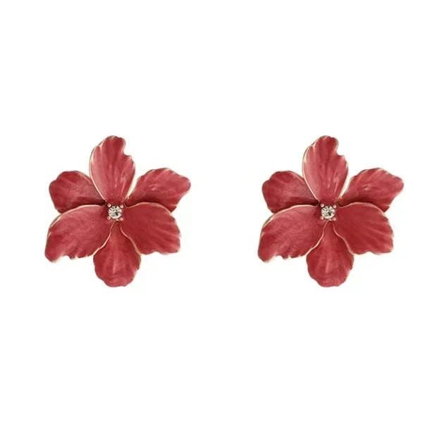 Modern Jewelry 925 Silver Needle Red Flower Earrings Spring Summer Style Popular Design Big Stud Earrings For Women Girl Gift - Image 6