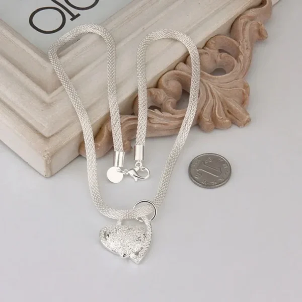 Silver Color Plated Gorgeous Charm Fashion Charm Heart Wedding Lady Love Necklace Noble Luxury 18 Inches Silver Jewelry - Image 5