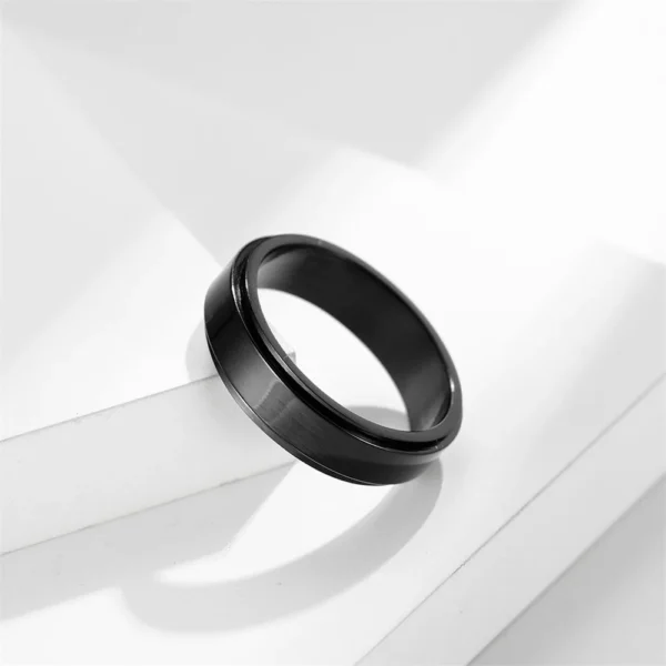 Anxiety Fidget Spinner Rings Black Silver Color Stainless Steel Spinning Rotating Mood Ring for Men Women Anti Stress Jewelry - Image 4