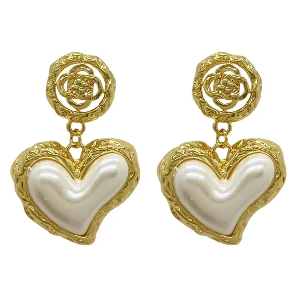 The New 2022 Flower Heart Earrings French Retro Fashion Luxury Accessories Women Jewelry Wedding Part - Image 6