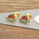 AIBEF Watermelon Shape Cute Fruit Stud Earrings Copper Zircon Women Romantic Jewelry Summer Vacation Accessories Birthday Gift