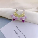 2023 New Sweet Temperament Small Fresh Bamboo White Lily Of The Valley Flower Earrings Elegant And Gentle Asymmetric Earrings