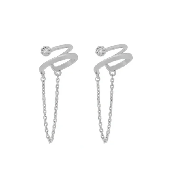 TIANDE Gold Color Chain Ear Cuffs Earrings for Women CZ Zircon Fake Piercing Clip Earrings 2022 Fashion Jewelry Wholesale - Image 6