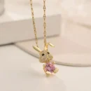 Elegant Adjustable Lucky Temperament Jewelry Accessories Rabbit Necklace Clavicle Chain Bunny Pendant Rhinestone Clavicle Chain