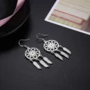 Hot high quality 925 Sterling Silver Dream catcher feathers earrings for women fashion party wedding accessories Jewelry gifts