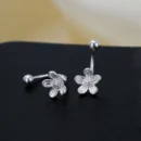 Real 925 Sterling Silver Flower Screw Puncture Stud Earrings for Women Fine Jewelry Light Luxury Minimalist Accessories