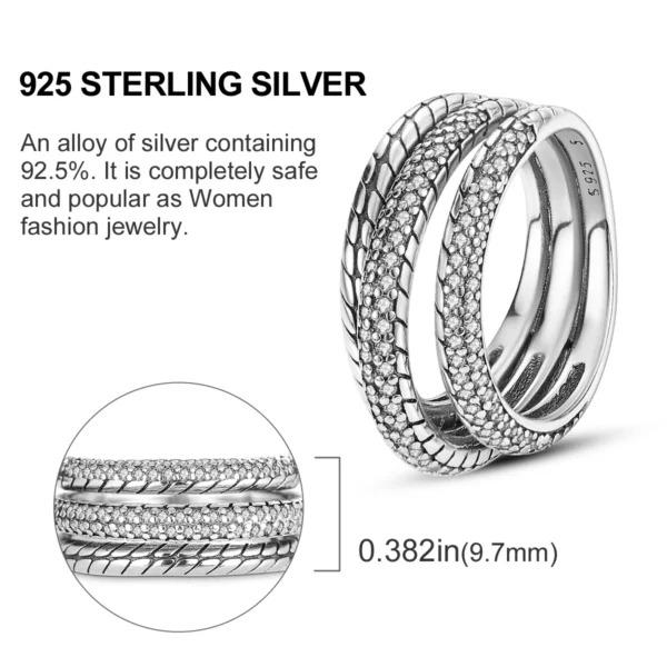 Women Silver Finger Rings for Women Original 925 Sterling Silver Cocktail Ring Geometric Cubic Zircon Heart Wedding Jewelry - Image 5