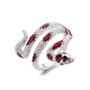 Red Green Black Drop Glaze Punk Snake Rings for Women Men Retro Silver Color Open Adjustable Finger Ring Fashion Gift Wholesale