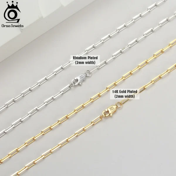 ORSA JEWELS Genuine 925 Sterling Silver Paperclip Neck Chain 6/9.3/12mm Basic Link Chain Necklace for Men Women Jewelry SC39 - Image 2