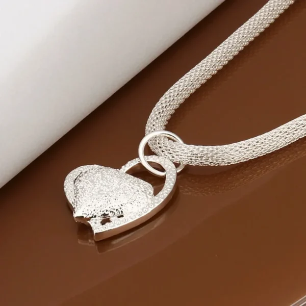 Silver Color Plated Gorgeous Charm Fashion Charm Heart Wedding Lady Love Necklace Noble Luxury 18 Inches Silver Jewelry - Image 4