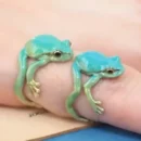 Mini Green Tree Frog Ring Frog Open Rings for Women Men Metal Cute Animal Adjustable Finger Ring Jewelry Birthday Party Gift New