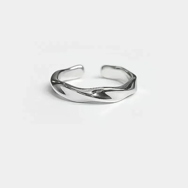 Mobius Wave Ring Silver Color Alloy Open Ring For Women Simple Retro Men Jewelry Trend Accessories Mobius Wave Ring Silver Color - Image 4