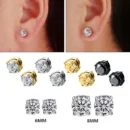 1Pairs Crystal Strong Magnetic Ear Stud Clip Earrings for Men and Women Punk Round Zircon Magnet Earrings Non Piercing Jewelry