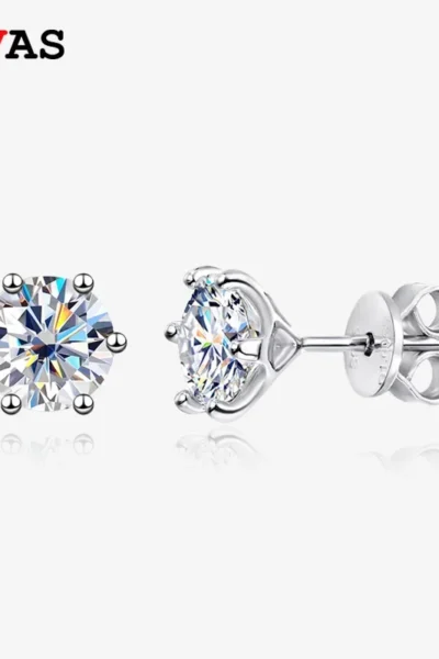 OEVAS 100% 925 Sterling Silver 0.2-2 Carat D Color Moissanite Diamond Stud Earrings For Women Sparkling Party Fine Jewelry Gifts