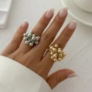 Salircon Fashion Simple CCB Small Ball Ring for Women Men 2024 Punk Hip Hop Metal Open Finger Ring Female Jewelry Gift