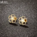 Small Stainless Steel Earings Fashion Jewelry Bohemian Rose Flower Stud Earrings Plant Maple Leaves Ear Studs Pendientes Gift