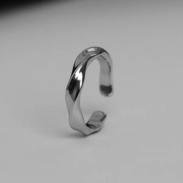 Mobius Wave Ring Silver Color Alloy Open Ring For Women Simple Retro Men Jewelry Trend Accessories Mobius Wave Ring Silver Color - Image 3