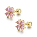 7colors Cute Heart CZ Stones Clover Flower Screw Back Stud Earrings For Women Baby Kids Girls Gold Color Piercing Jewelry Aros