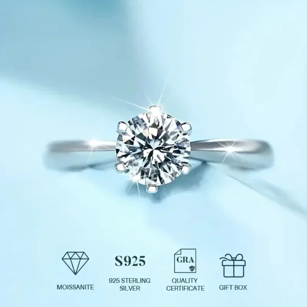 1Carats Moissanite Ring 925 Sterling Silver For Man and Women Suitable For Daily Wear and Gift For Engagement Wedding Ring - Image 3