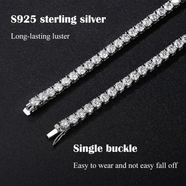 FEOBUR 3/4/5mm Real Moissanite Tennis Necklace for Women Men S925 Silver Full Diamond Neck Chains Party Trendy Jewelry Gift - Image 3