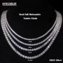 FEOBUR 3/4/5mm Real Moissanite Tennis Necklace for Women Men S925 Silver Full Diamond Neck Chains Party Trendy Jewelry Gift