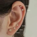 New Fashion Flower Stud Earrings For Women Cute Crystal Zircon Mini Piercing Cartilage Helix Ear Ring Aesthetic Jewelry Gifts