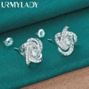 URMYLADY 925 Sterling Silver Four-Leaf Clover Zircon Earring Stud Earrings For Women Charm Wedding Engagement Fashion Jewelry