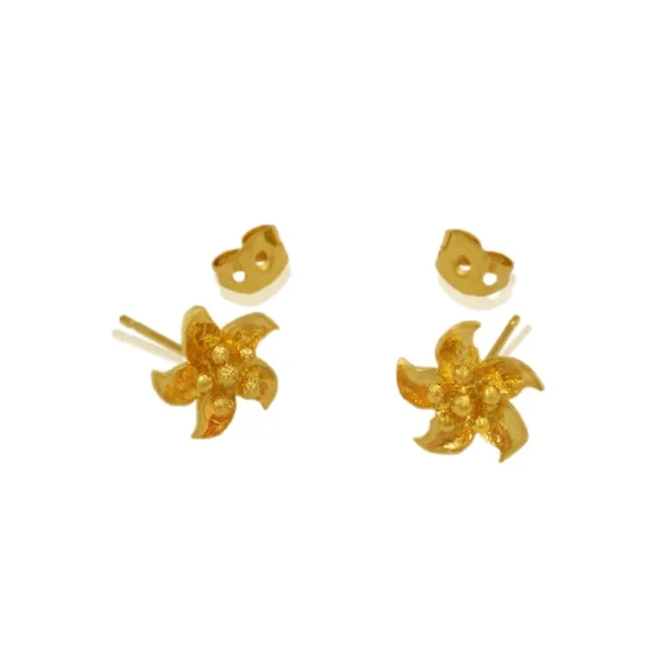 Women’s Small Flower Earrings Gold Plated Stud Earrings Girls Vintage Ears Jewelry Wholesale - Image 3