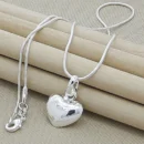 hot sale 925 Sterling Silver Solid Heart Necklace 18-30 Inch Snake Chain For Women Girl Wedding Charm Fashion Jewelry luxury