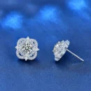 Moissanite S925 sterling silver pin women's four-leaf clover stud earrings 0.5ct stone wedding jewelry