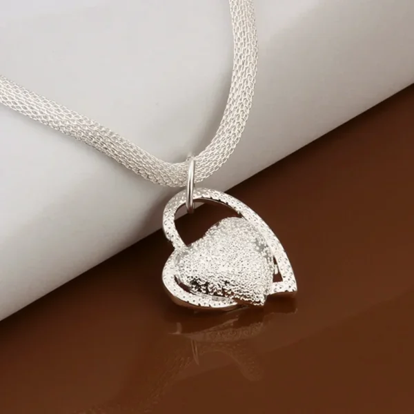 Silver Color Plated Gorgeous Charm Fashion Charm Heart Wedding Lady Love Necklace Noble Luxury 18 Inches Silver Jewelry - Image 3