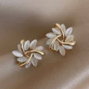 Exquisite Opal Zircon Flower Leaves Stud Earrings for Women Rhinestone Geometric Earrings Girl Party Statement Jewelry Gifts